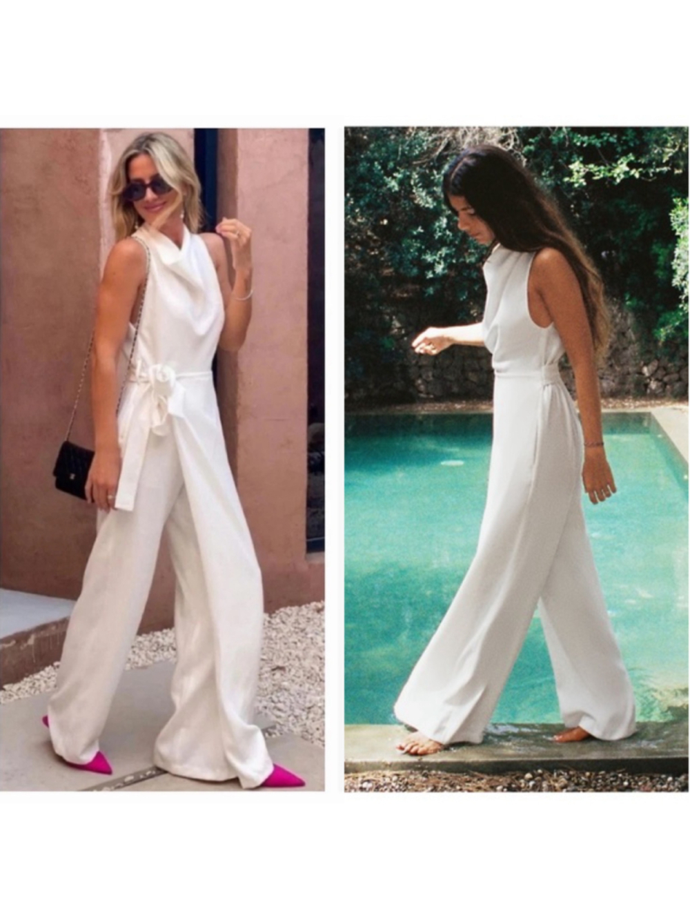 Zara White Wrap Pantsuit sz S